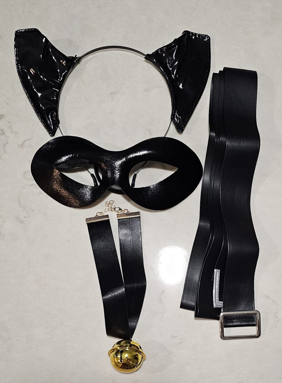 Black Cat Costume Accessory Set Ears Mask Tail Bell Choker Halloween Cosplay...